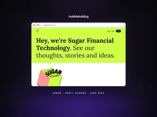 The sugarfintech.com homepage in 2022: Hey, we’re Sugar Financial Technology