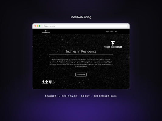 The Techies in Residence website in 2015, the Building Change Trust programme that paired Invisible Building with AWARE