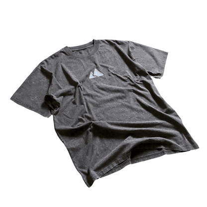 STRIDE Men’s Heavyweight Cotton T Shirt Washed Grey Cotton Drop Shoulder Casual Outdoor Streetwear