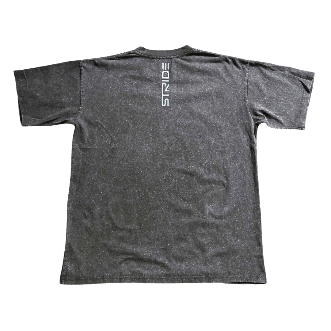 STRIDE Men’s Heavyweight Cotton T Shirt Washed Grey Cotton Drop Shoulder Casual Outdoor Streetwear